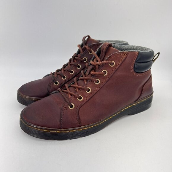 Dr Martens Plaza Bouncing Soles Women Size 8 Mid Top Brown Canvas Ankle Boot - Picture 1 of 12